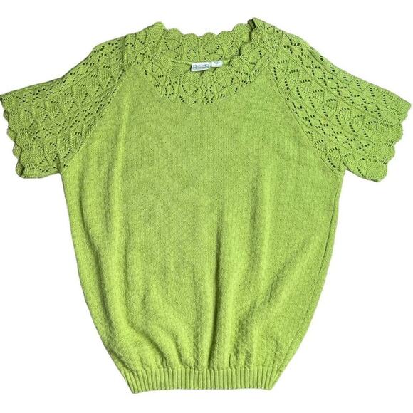 Vintage Short Sleeve Green Fairy Knit Top Size Large - Picture 5 of 8